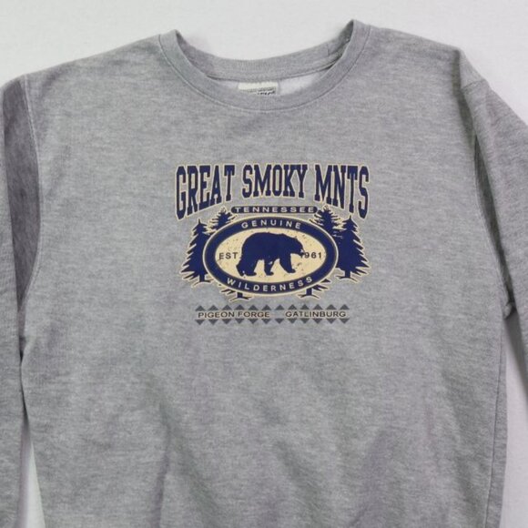 Great Smokey Mountains Tennessee Sweatshirt Youth XL Grey Bear - Picture 1 of 6